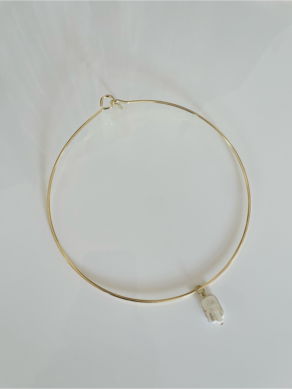 ZARA Gold Bangle Necklace with White pearl Pendant chocker